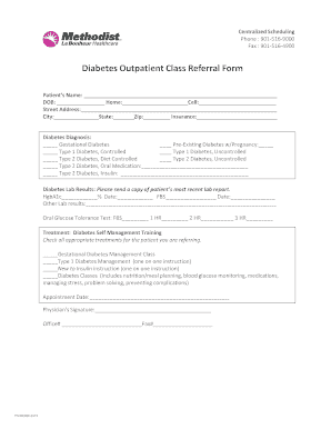 Diabetes Outpatient Class Referral Form