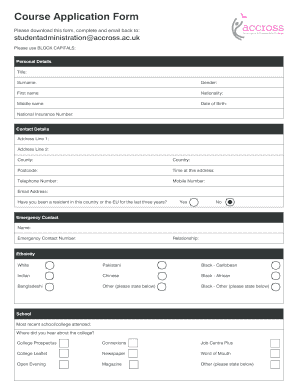 Accrington and Rossendale College Application Form
