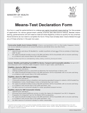 Singapore Means-Test Declaration Form