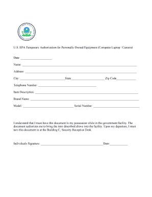 U.S. EPA Temporary Authorization for Personal Equipment