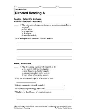 Scientific Methods Worksheet