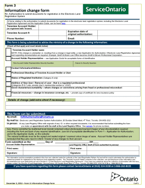 Form 3: Information Change Form