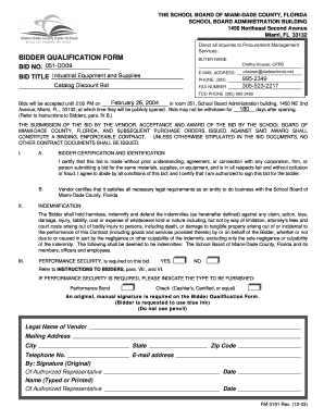 Miami-Dade County Bidder Qualification Form