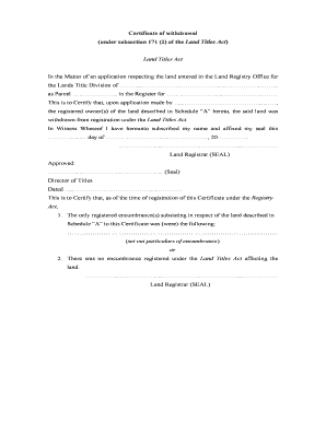 Certificate of Withdrawal
