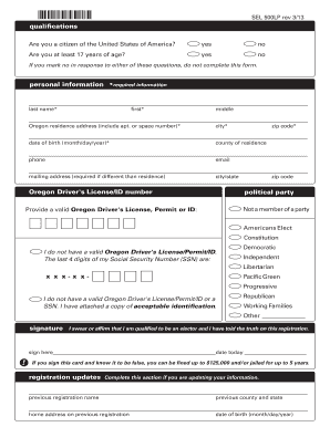 Oregon Voter Registration Card
