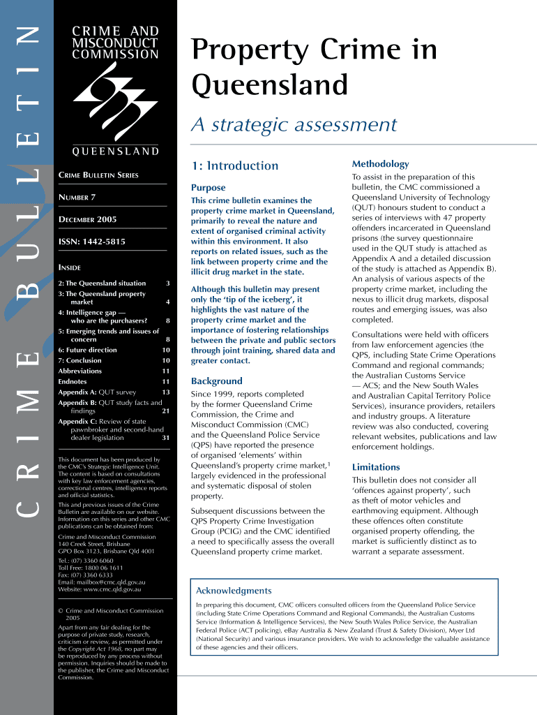 Fillable Online CRIME AND MISCONDUCT Property Crime in Queensland C R I M Fax Email Print