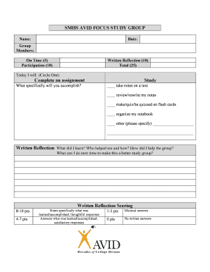 AVID Focus Study Group Form