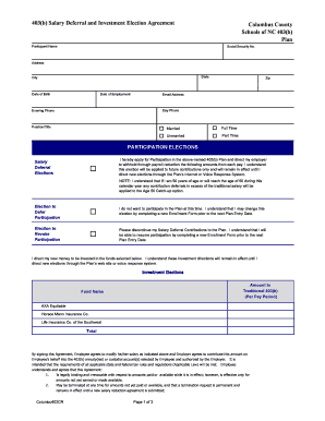 403(b) Salary Deferral and Investment Election Agreement