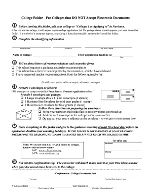 College Application Folder for Non-Electronic Submissions