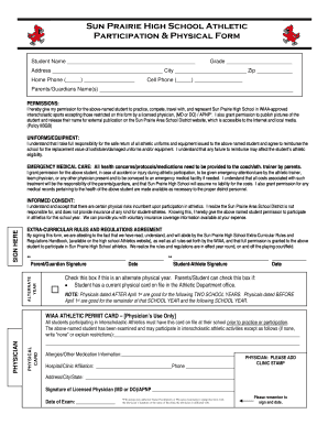 Sun Prairie High School Athletic Participation Form
