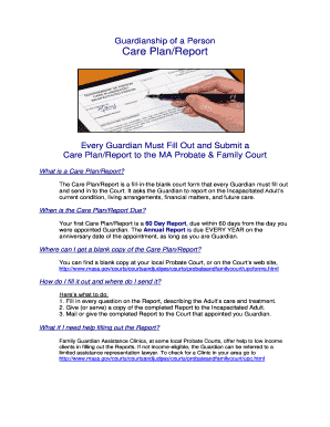 Guardianship Care Plan Report