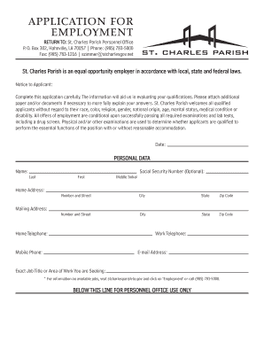 St. Charles Parish Employment Application
