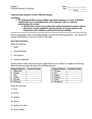Essential Chemistry for Biology Worksheet