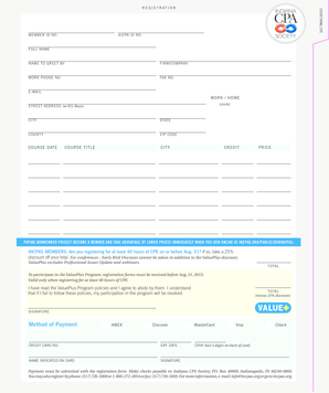Indiana CPA Society CPE Registration Form