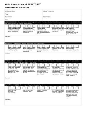 Ohio Association of REALTORS Employee Evaluation Form