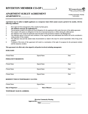 Apartment Sublet Agreement