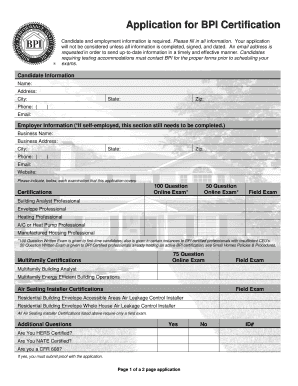 BPI Certification Application Form