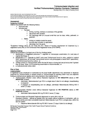 North Carolina Trichomoniasis Treatment Standing Order