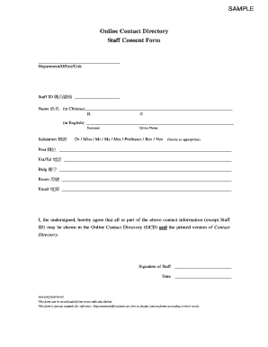 Staff Contact Directory Consent Form