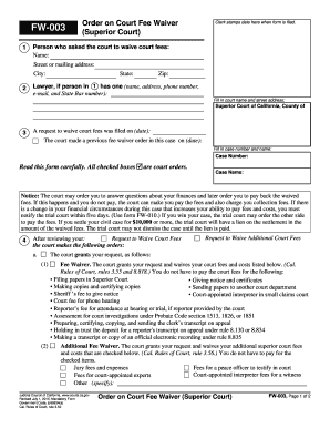 California Court Fee Waiver Order
