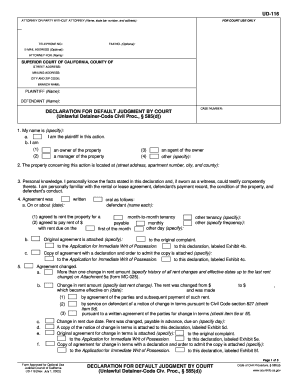 Declaration for Default Judgment by Court