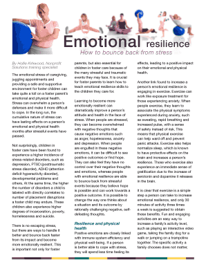 Emotional Resilience Training Questionnaire