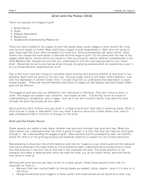 Foster Child Grief Training Form