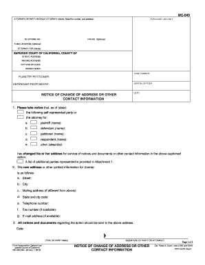 California Notice of Change of Address