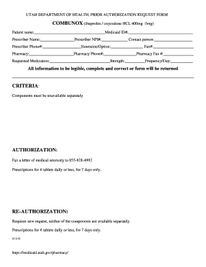 Utah Medicaid Prior Authorization Request Form