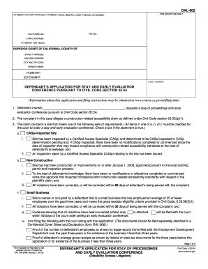 Defendant's Application for Stay and Early Evaluation Conference