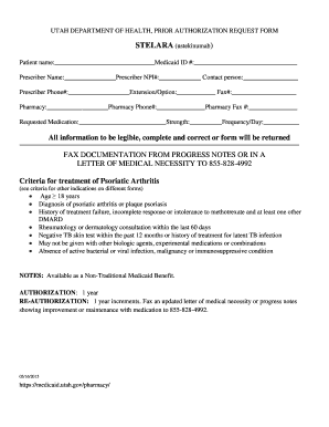 Utah Stelara Prior Authorization Request Form