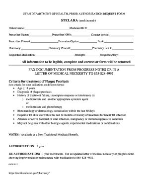 Utah Stelara Prior Authorization Request Form