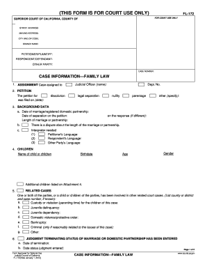 California Family Law Case Information Form