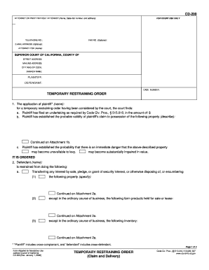 California Temporary Restraining Order