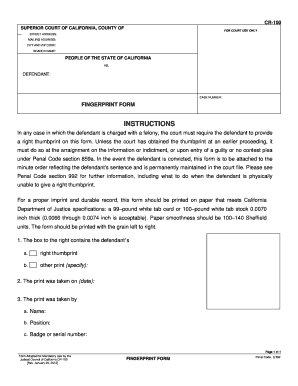 California Court Fingerprint Form