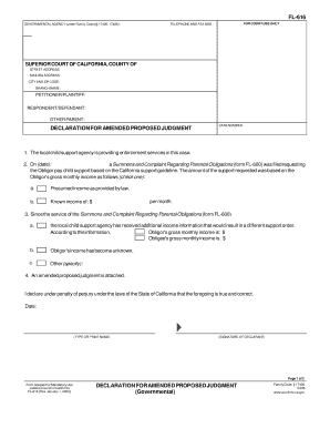 Declaration for Amended Proposed Judgment