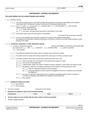 Juvenile Delinquency Continuance Form