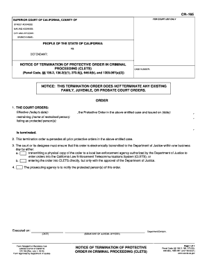 Notice of Termination of Protective Order