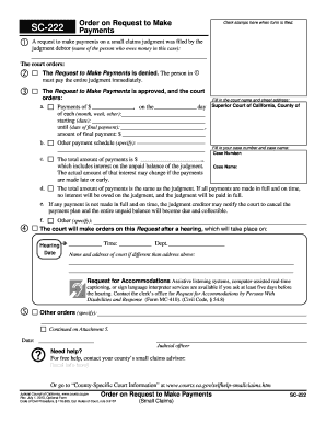 California Small Claims Payment Order