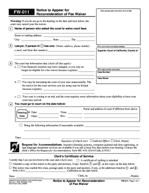 Notice to Appear for Reconsideration of Fee Waiver