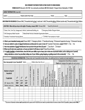 Vermont Homelessness Survey Form