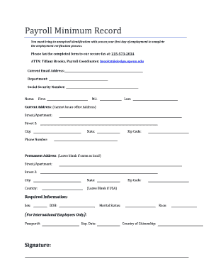 Payroll Minimum Record Form