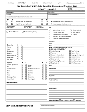 New Jersey Early and Periodic Screening Diagnosis and Treatment Exam