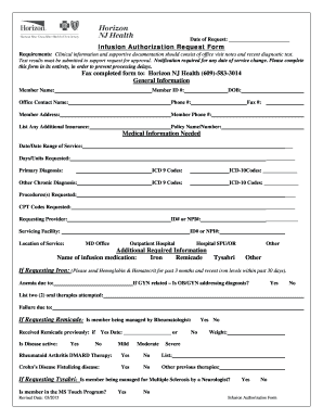 Infusion Authorization Request Form