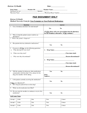 Medical Necessity Form for Non-Formulary Medications