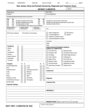 New Jersey Early and Periodic Screening Diagnosis and Treatment Exam