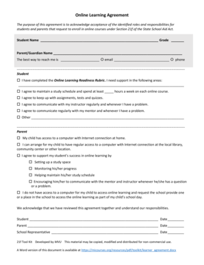 Online Learning Agreement