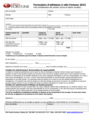 Velo Fortune Season Pass Application 2015