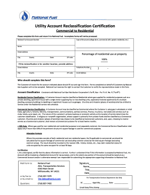Utility Account Reclassification Certification