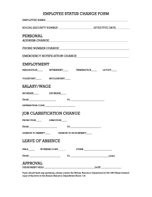 Employee Status Change Form